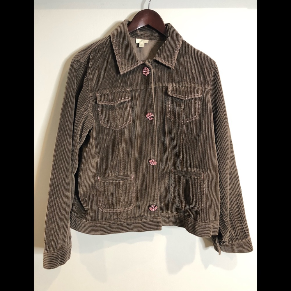 Cute womens corduroy brown and pink jacket